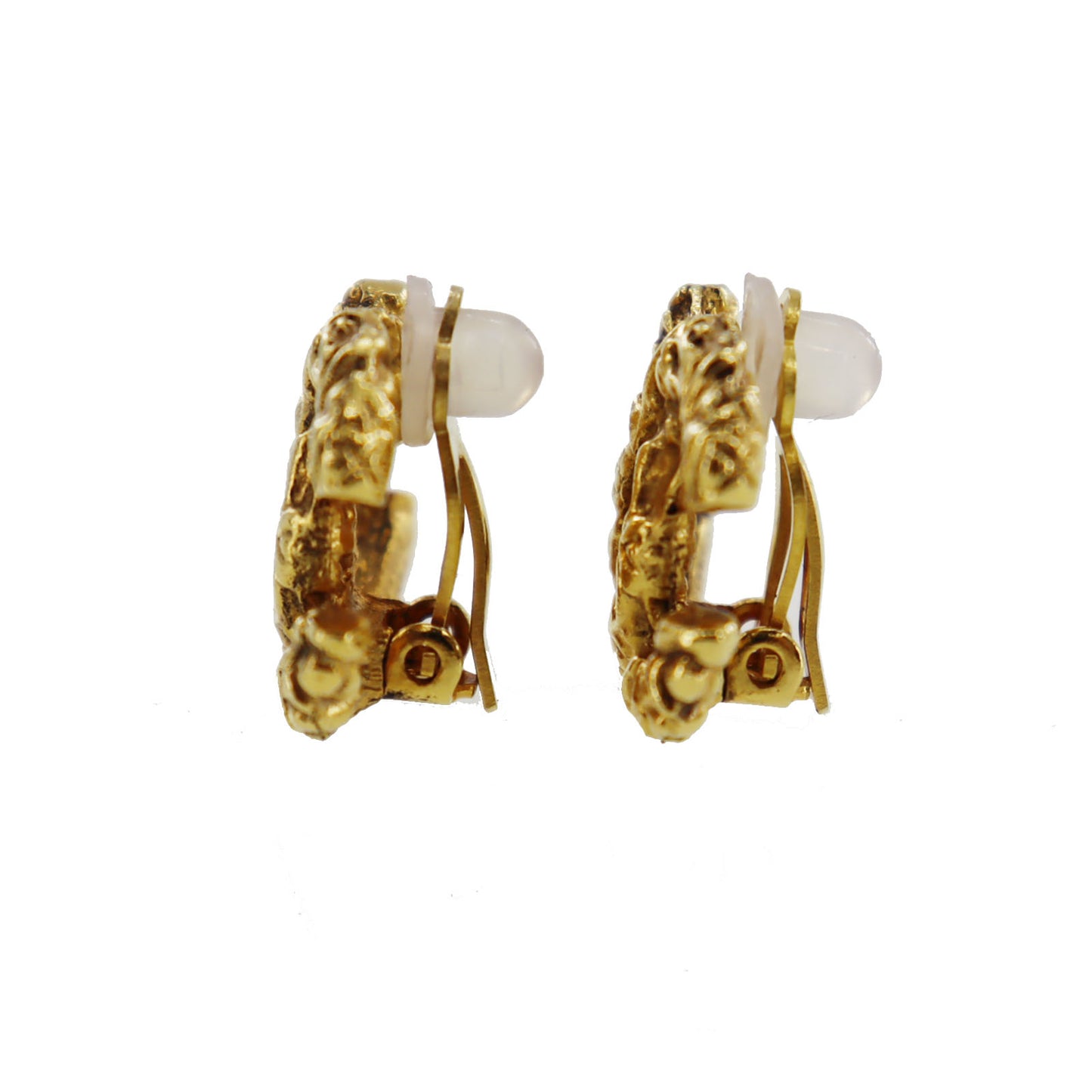 CHANEL CC Logos Earrings Gold Clip-On Vintage 93A #AG768