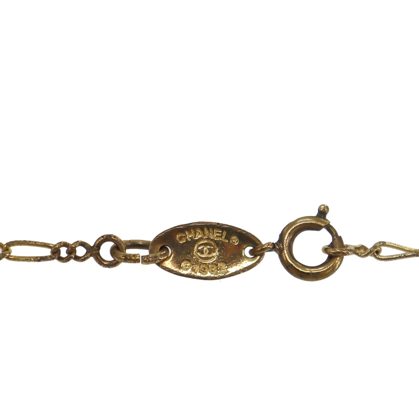 CHANEL CC Logos Necklace Pendant Gold-Plated 1982 #CG55