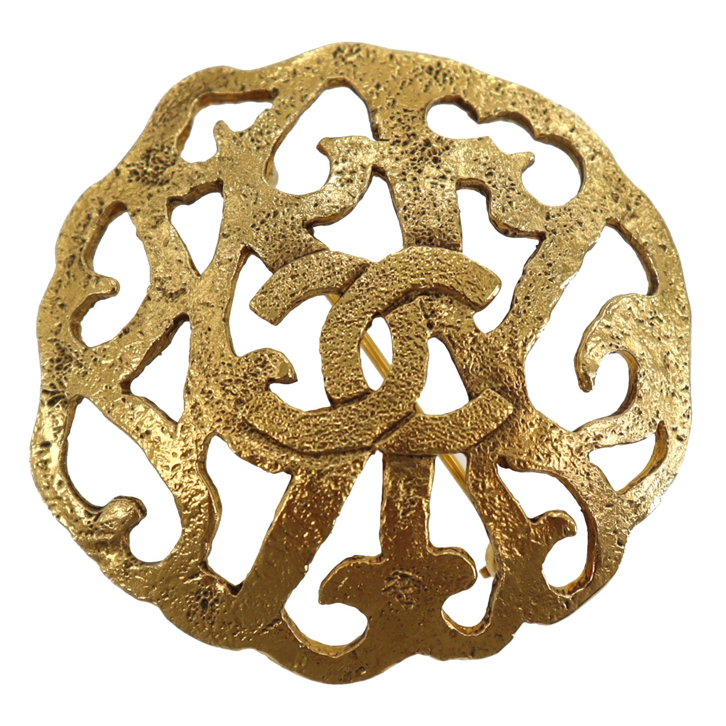 CHANEL CC Logos Pin Brooch Gold Plated 2 5 #BX729