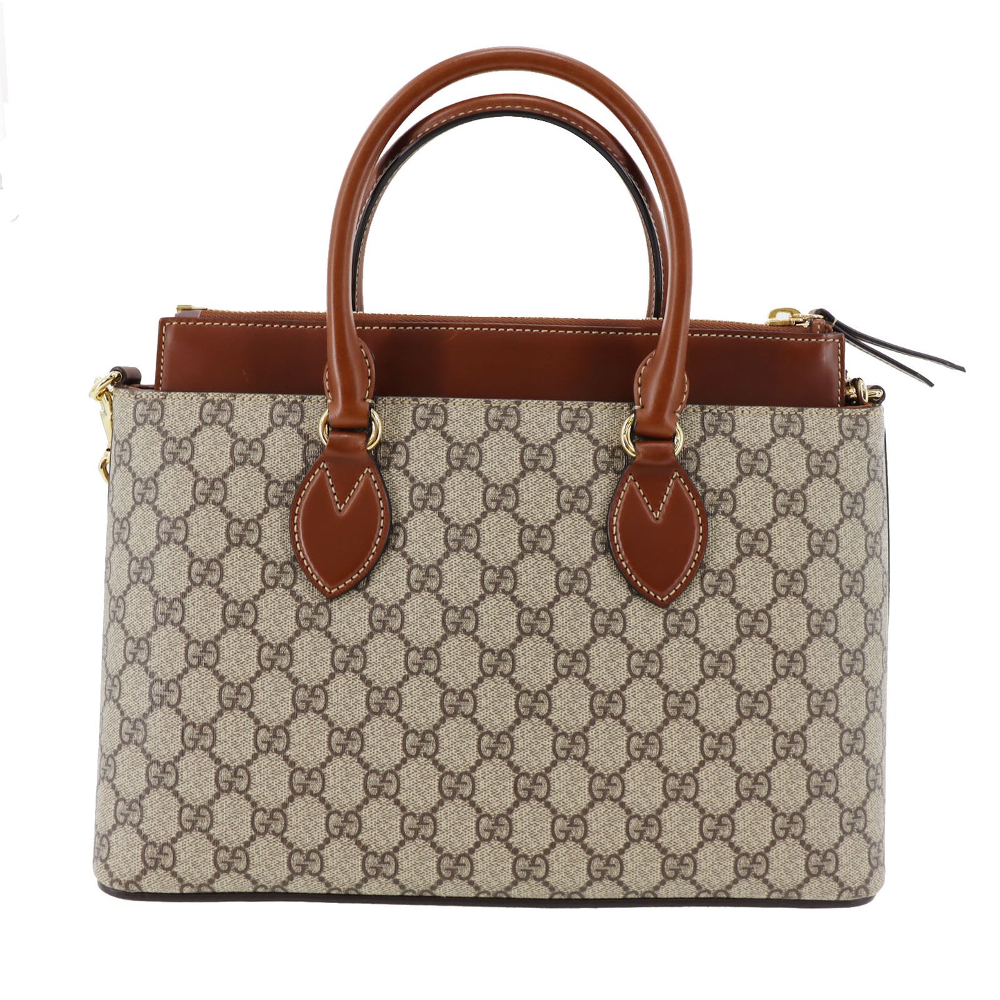 GUCCI GG Plus Shoulder Handbag Brown PVC Leather #BN944
