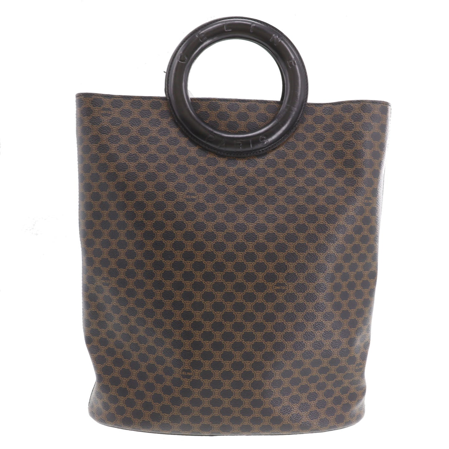 CELINE Macadam Pattern Handbag Black PVC Leather #AG641