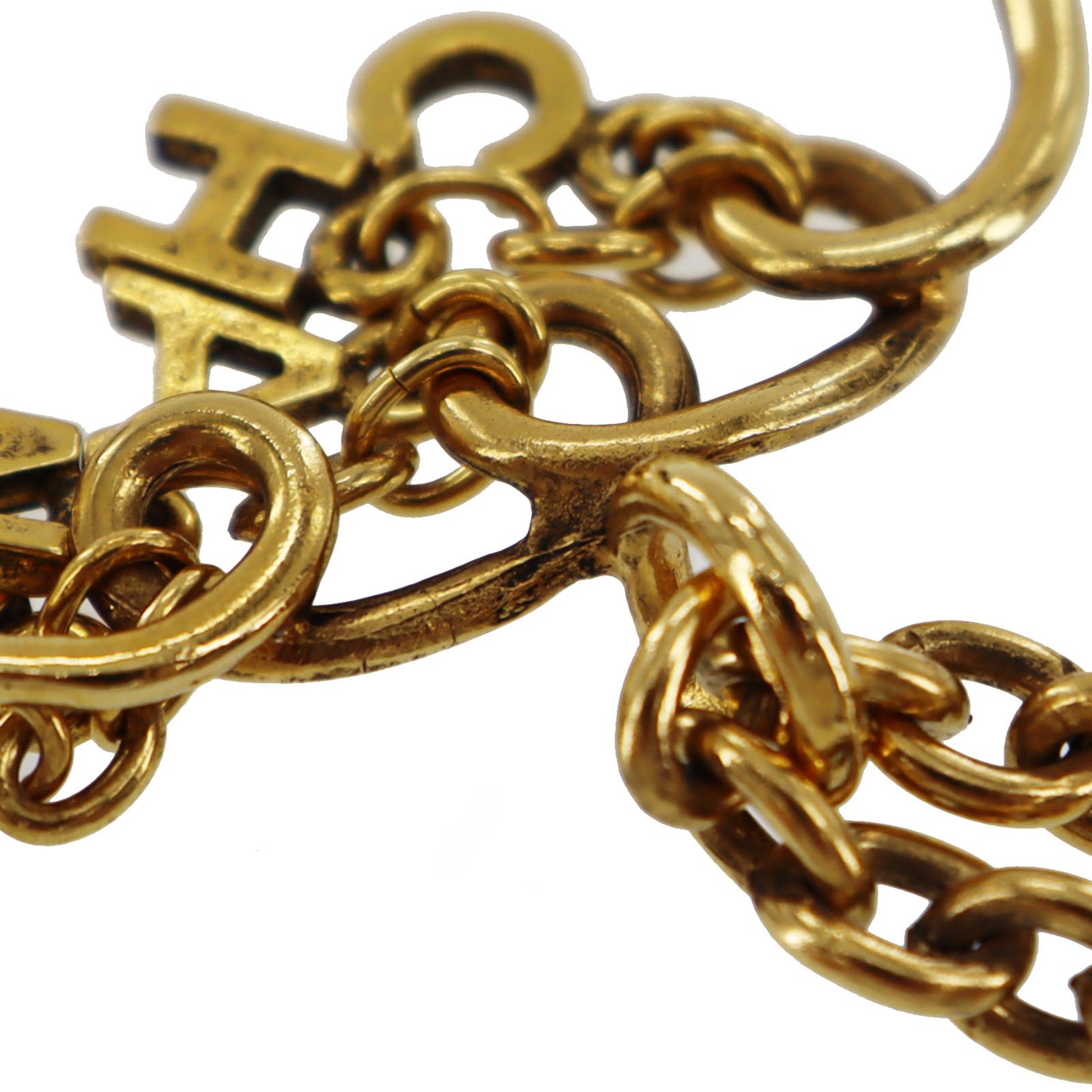CHANEL CC Logos Circle Gold Plated Chain Necklace #AG189