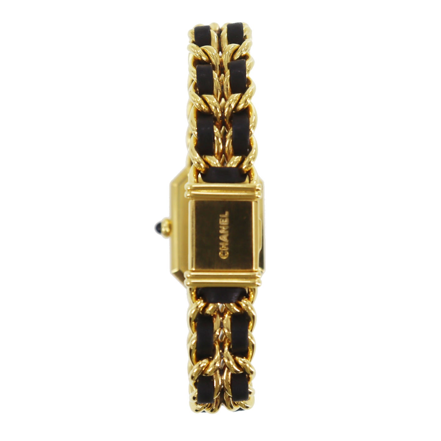 CHANEL Premiere Discontinued Wristwatches L Gold Black Quartz #CO501