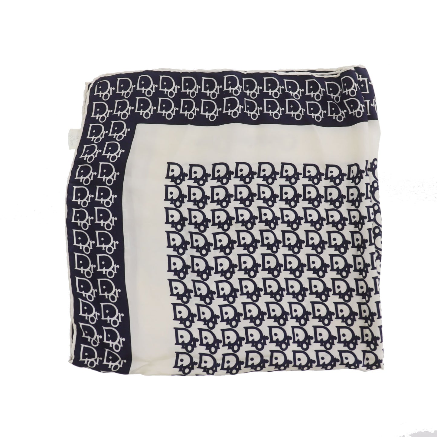Christian Dior Logos Silk Scarf Navy White #ED37