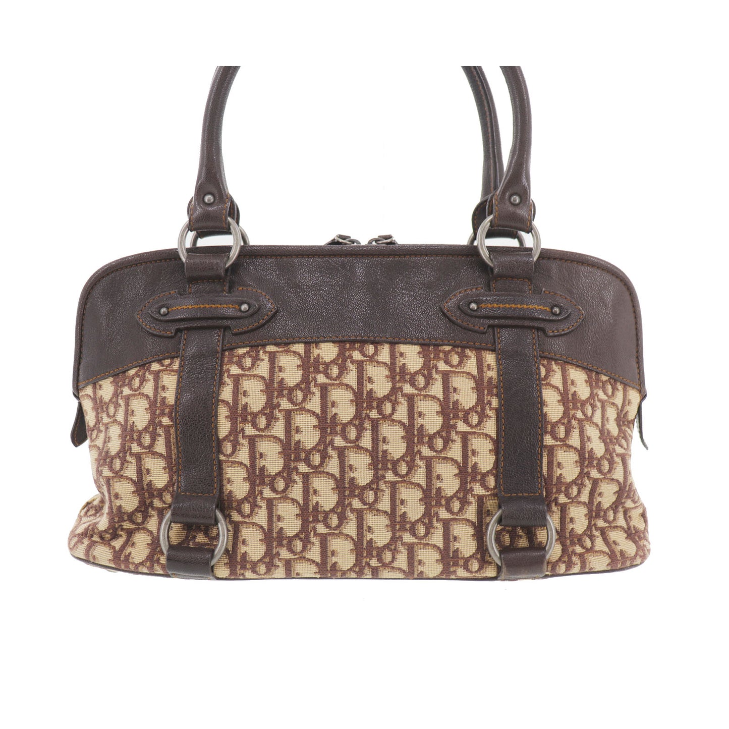 Christian Dior Trotter Handbag Brown Canvas Vintage #AH633