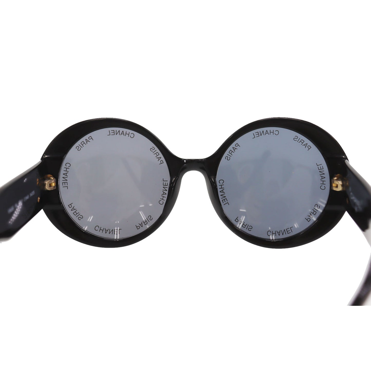 CHANEL CC Logos Sunglasses Black Round Eye Wear #CP867