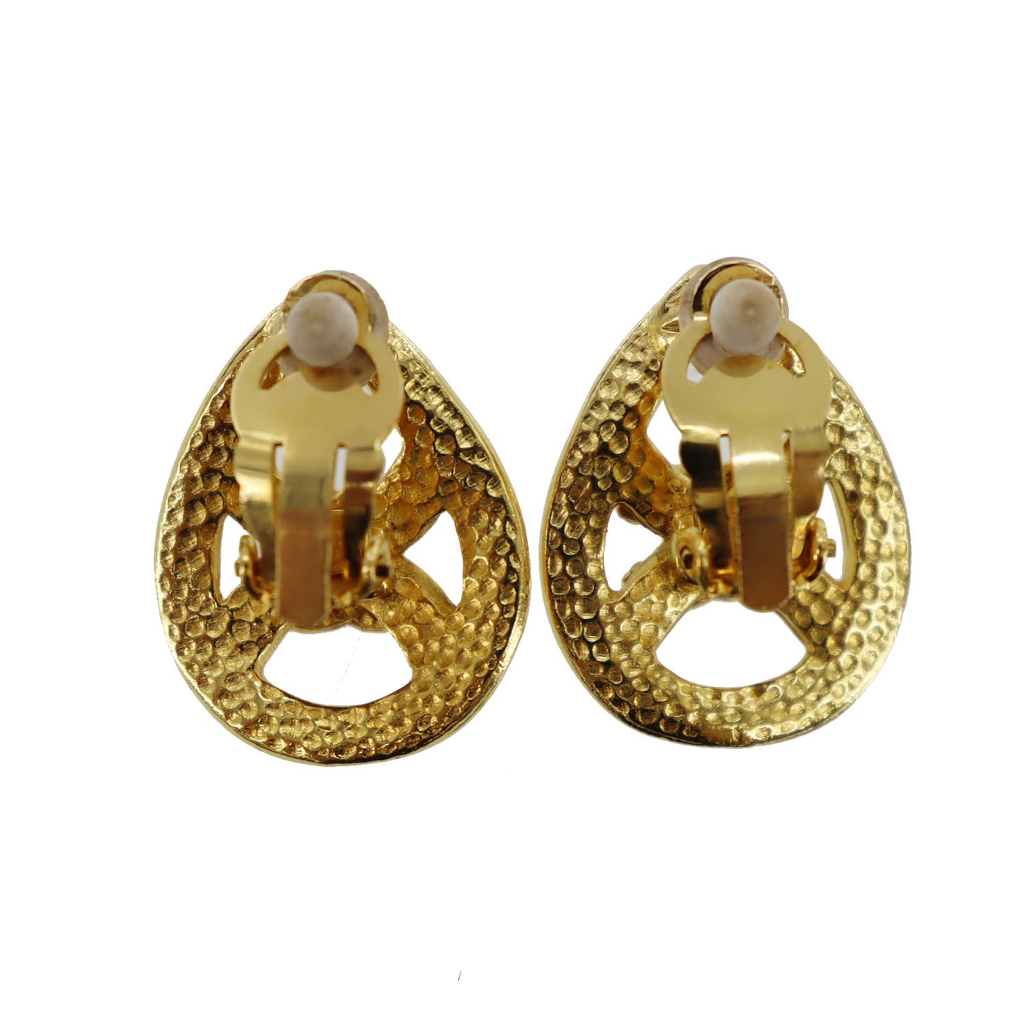 CHANEL CC Logos Drop Earrings Gold Clip-On 96P #AG204