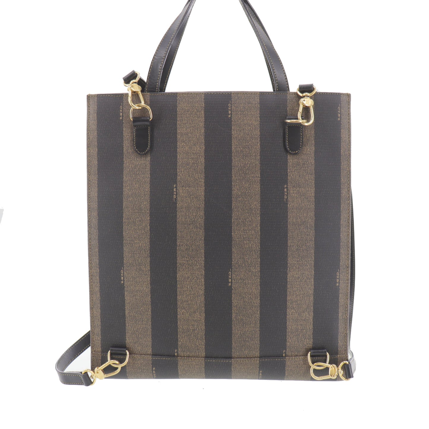 FENDI Pequin 2way Handbag Backpack Black Brown PVC #AH637