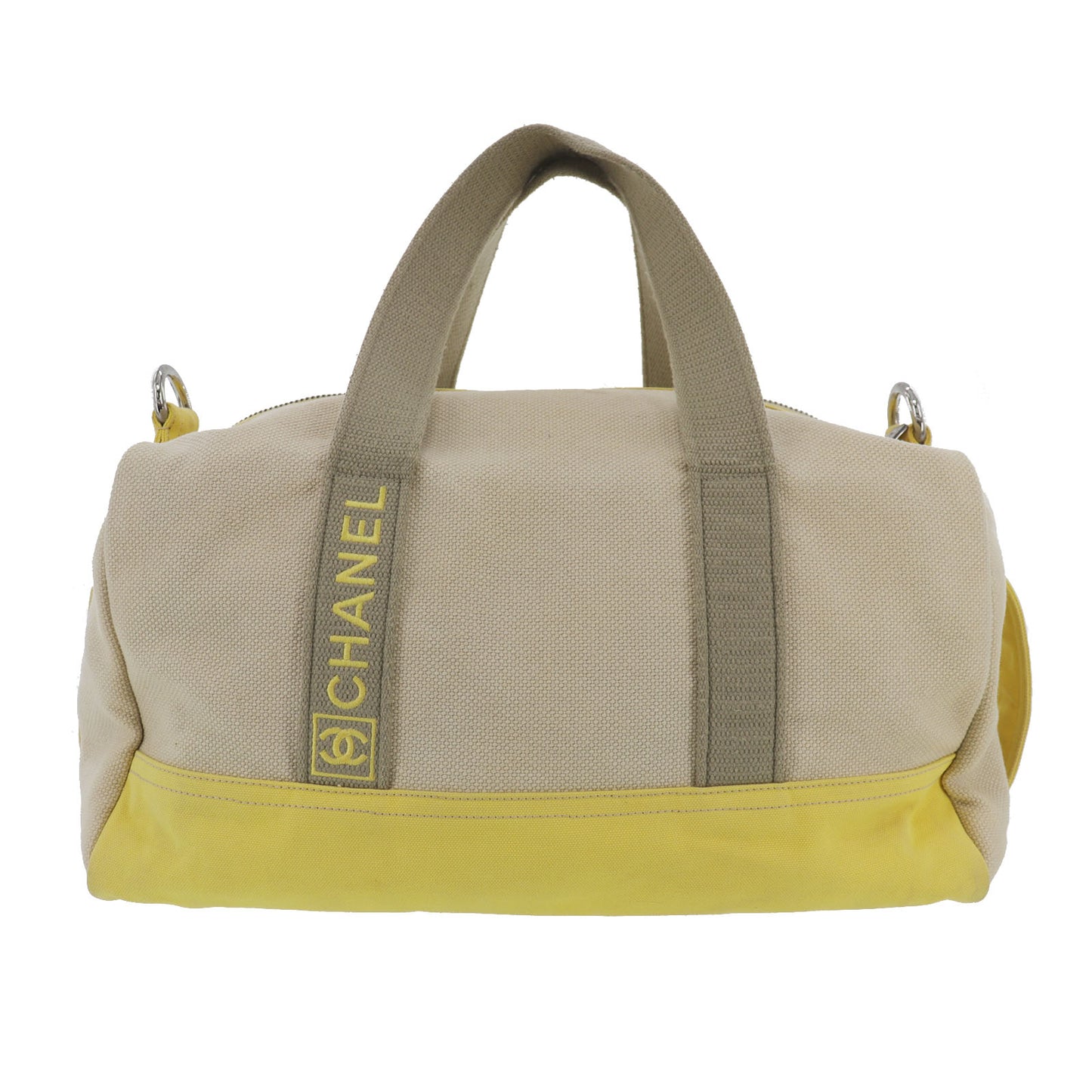 CHANEL Sports Line Boston Bag Beige Yellow Canvas #EF363