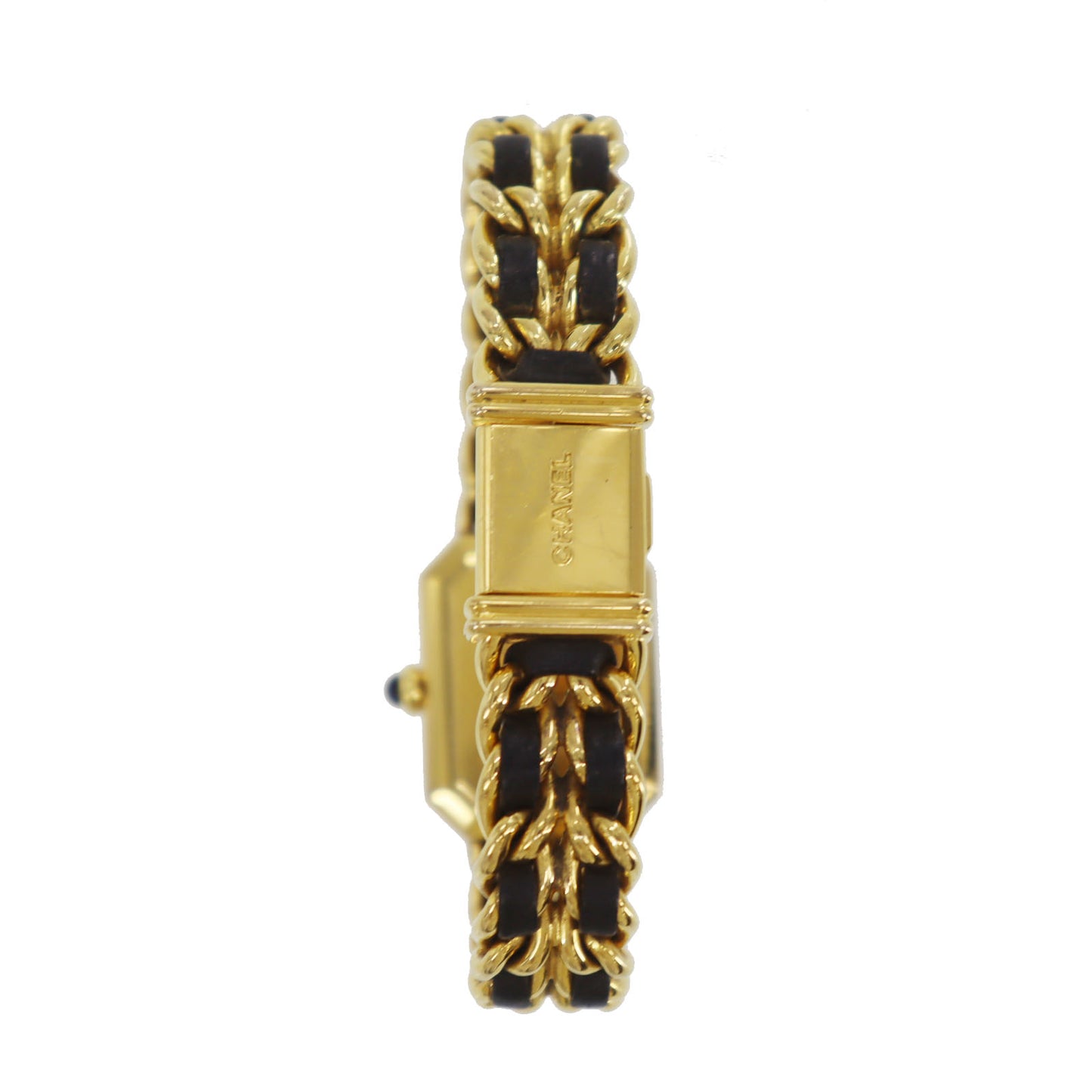 CHANEL Premiere Discontinued Wristwatches L Gold Black Quartz #CW937