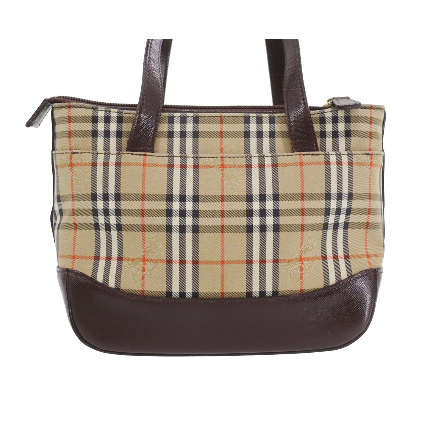 Burberry Burberry Check Mini Tote Handbag Beige Brown Canvas #CL258
