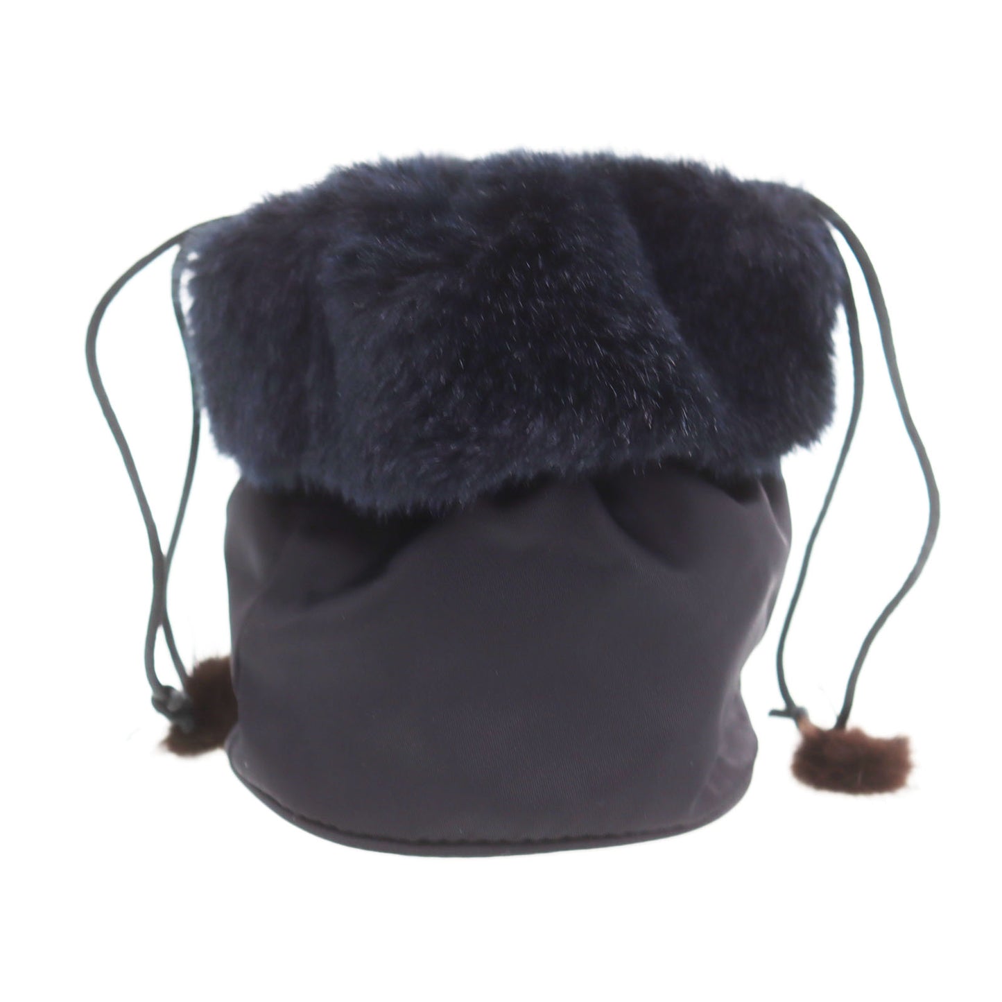 CELINE Drawstring Pouch Black Nylon Far #AG802