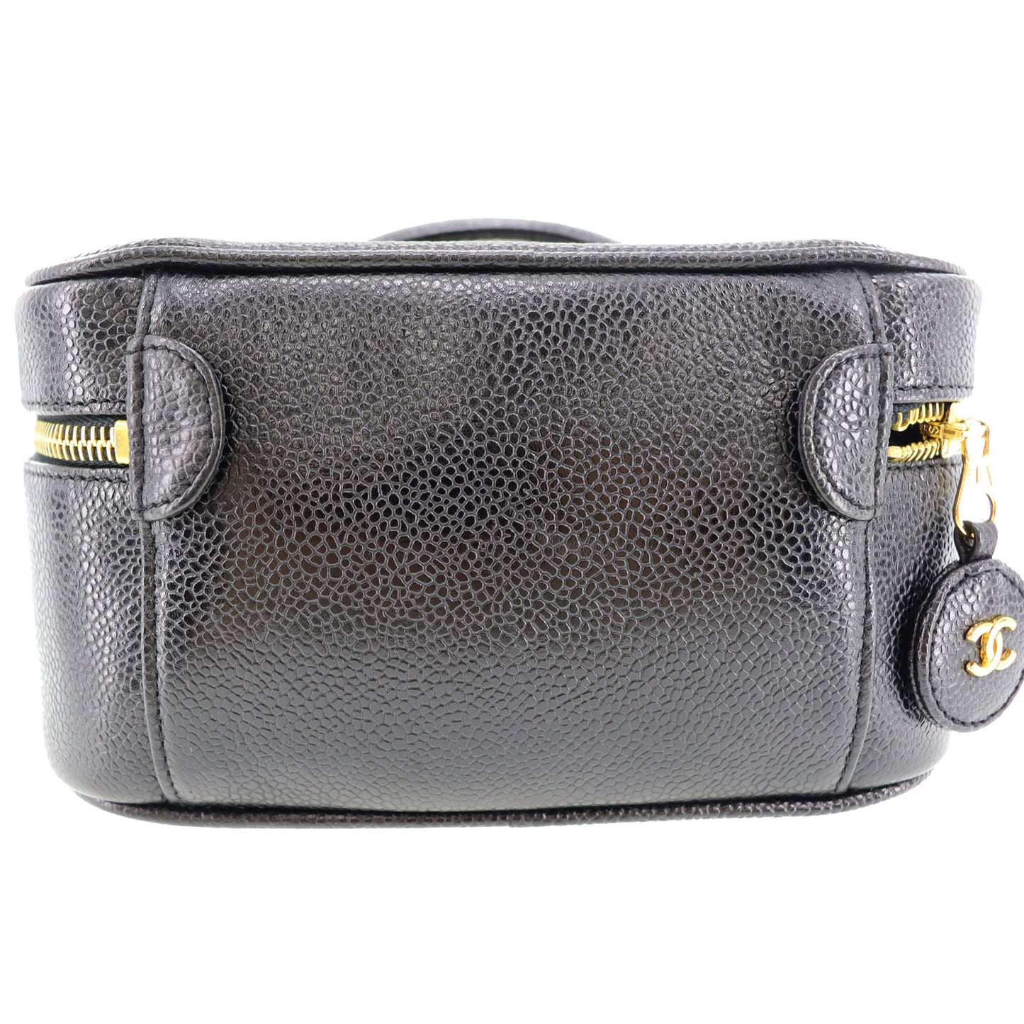 CHANEL CC Handbag Vanity Black Caviar Skin Leather #AG646