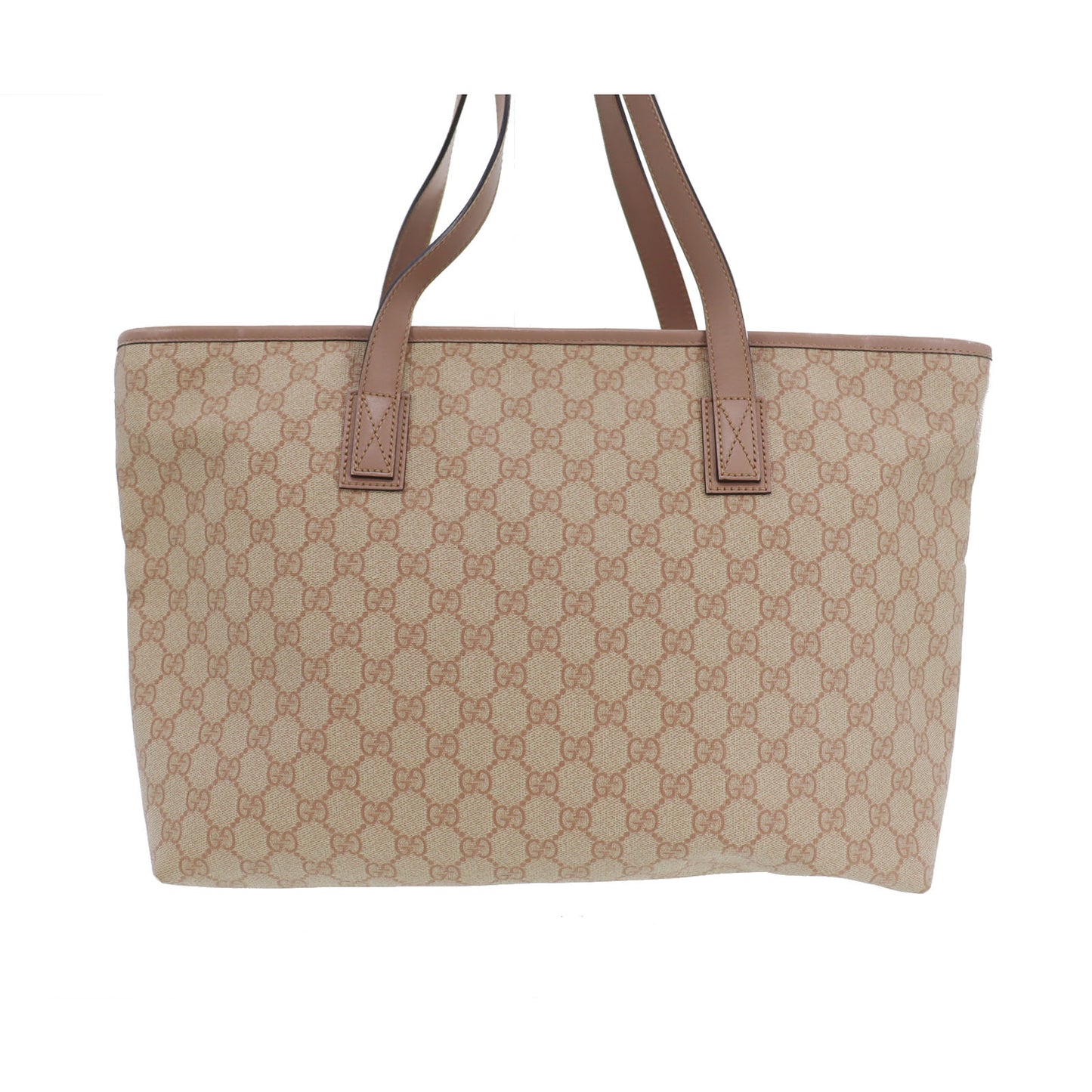 GUCCI GG Plus Tote Handbag Pink Beige PVC Leather #BZ754