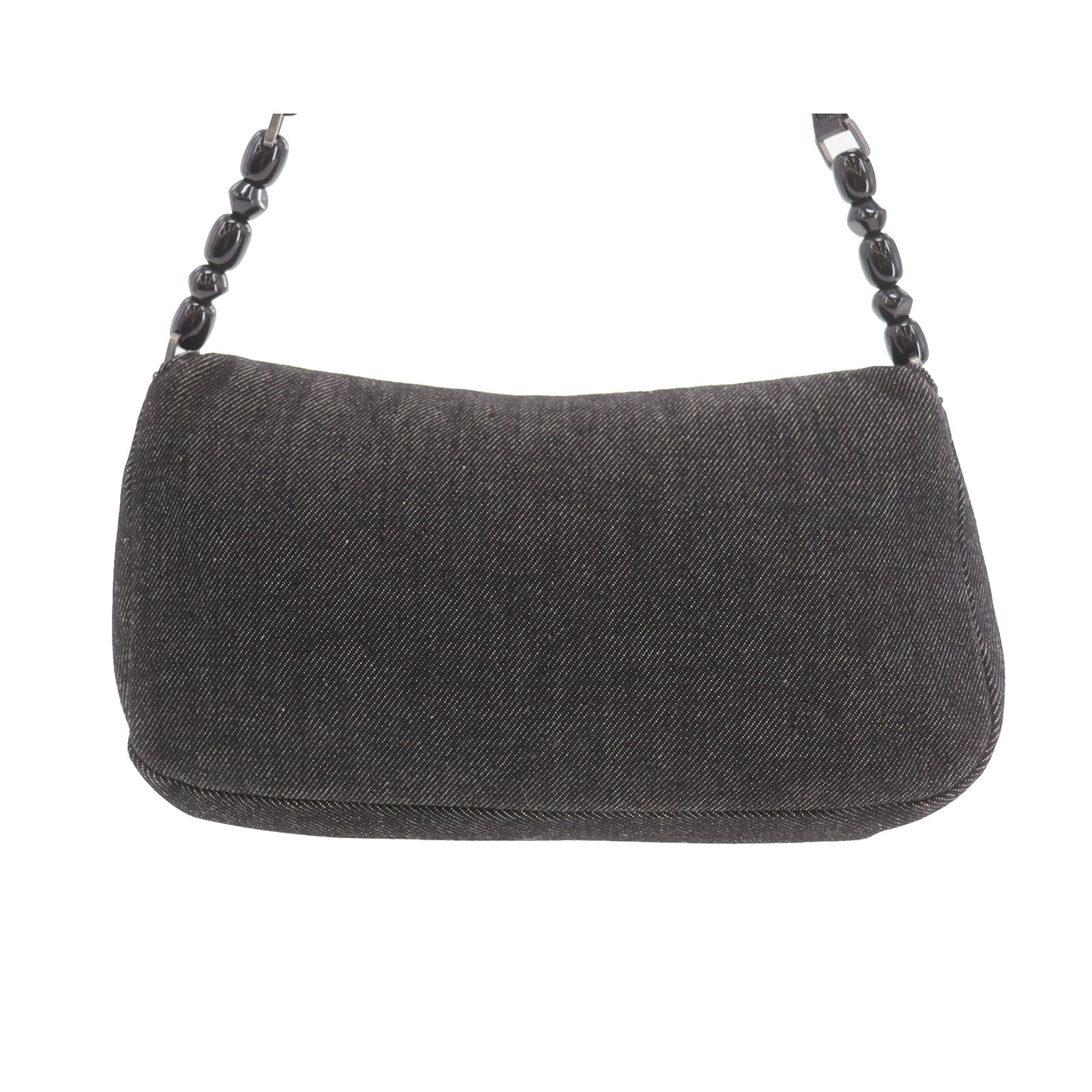 Christian Dior Maris Pearl Handbag Black Denim Canvas #CG970