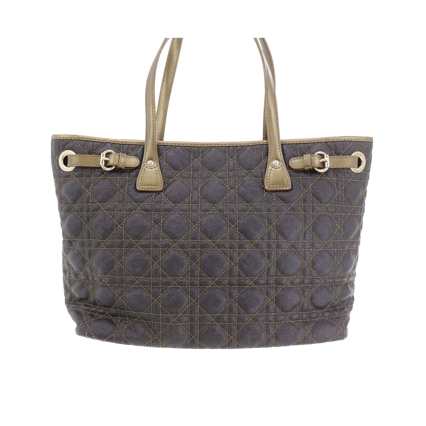 Christian Dior Panarea Kanage Tote Bag Dark Brown Coated Canvas #CR23