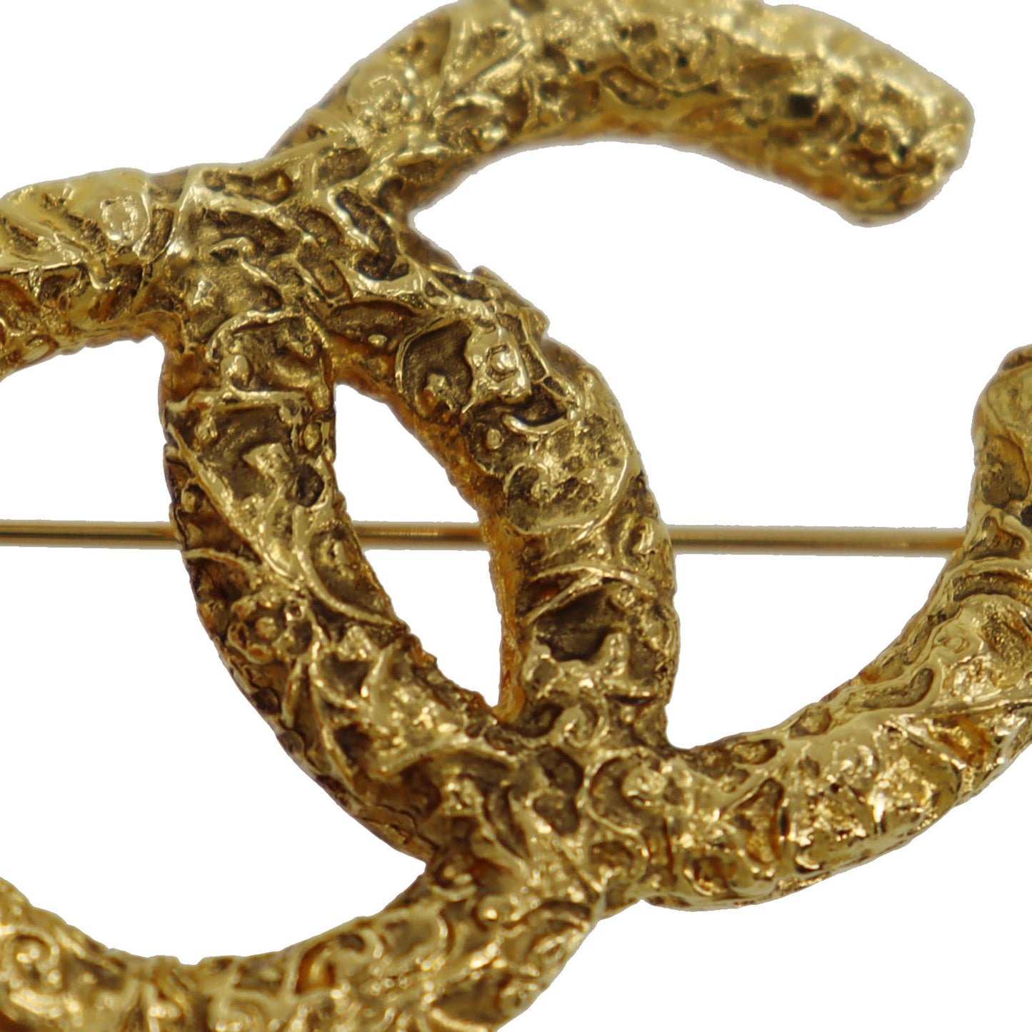 CHANEL CC Logos Pin Brooch Gold Plated 93 A #CN899