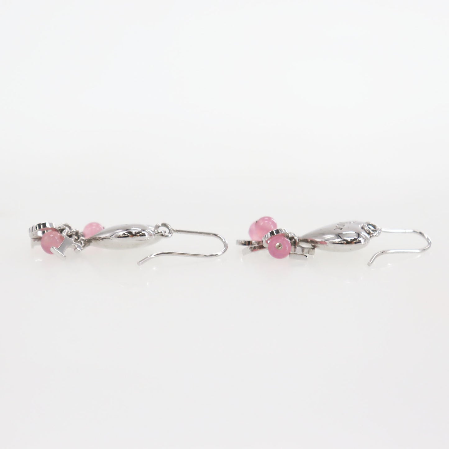 Christian Dior Heart Hook Pierced Earrings Silver Plated #ED419