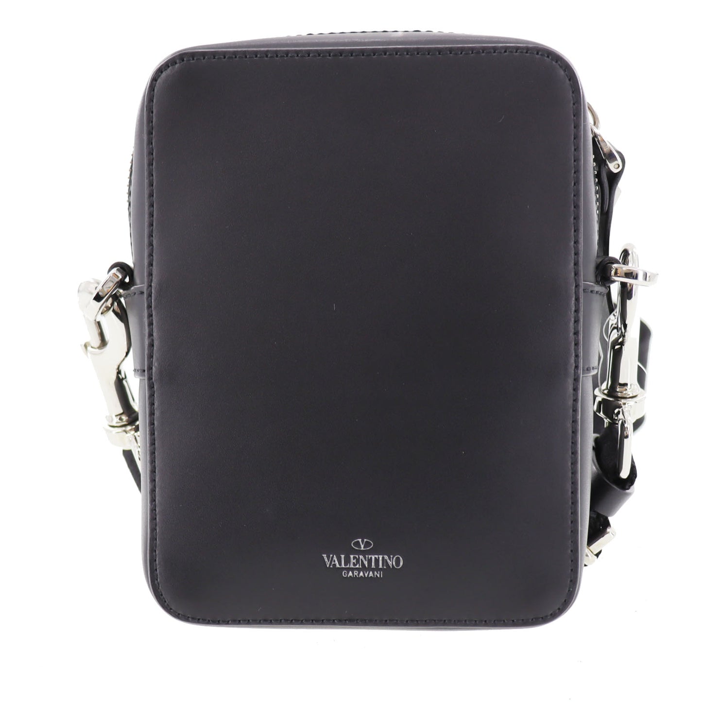 VALENTINO Logos Shoulder Bag Black Leather #BJ532