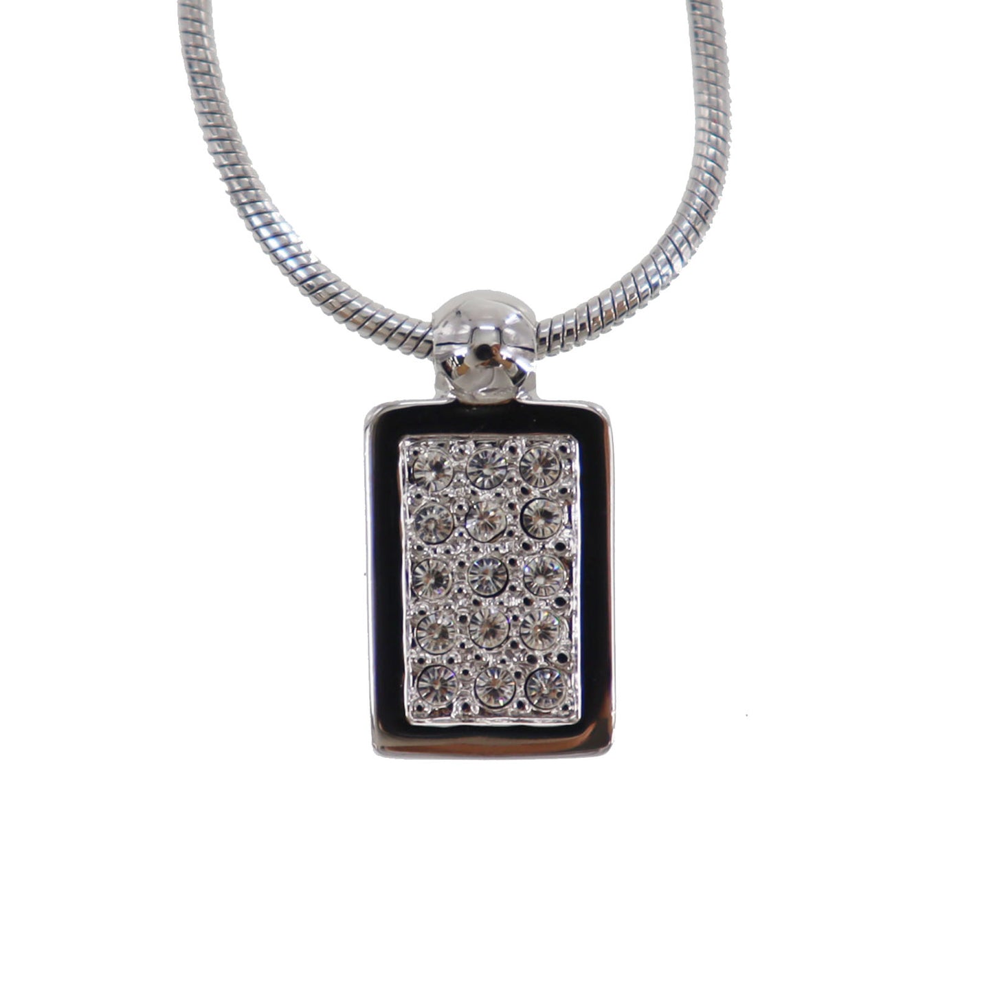 Christian Dior Trotter Rhinestones Chain Necklace Silver #ED425