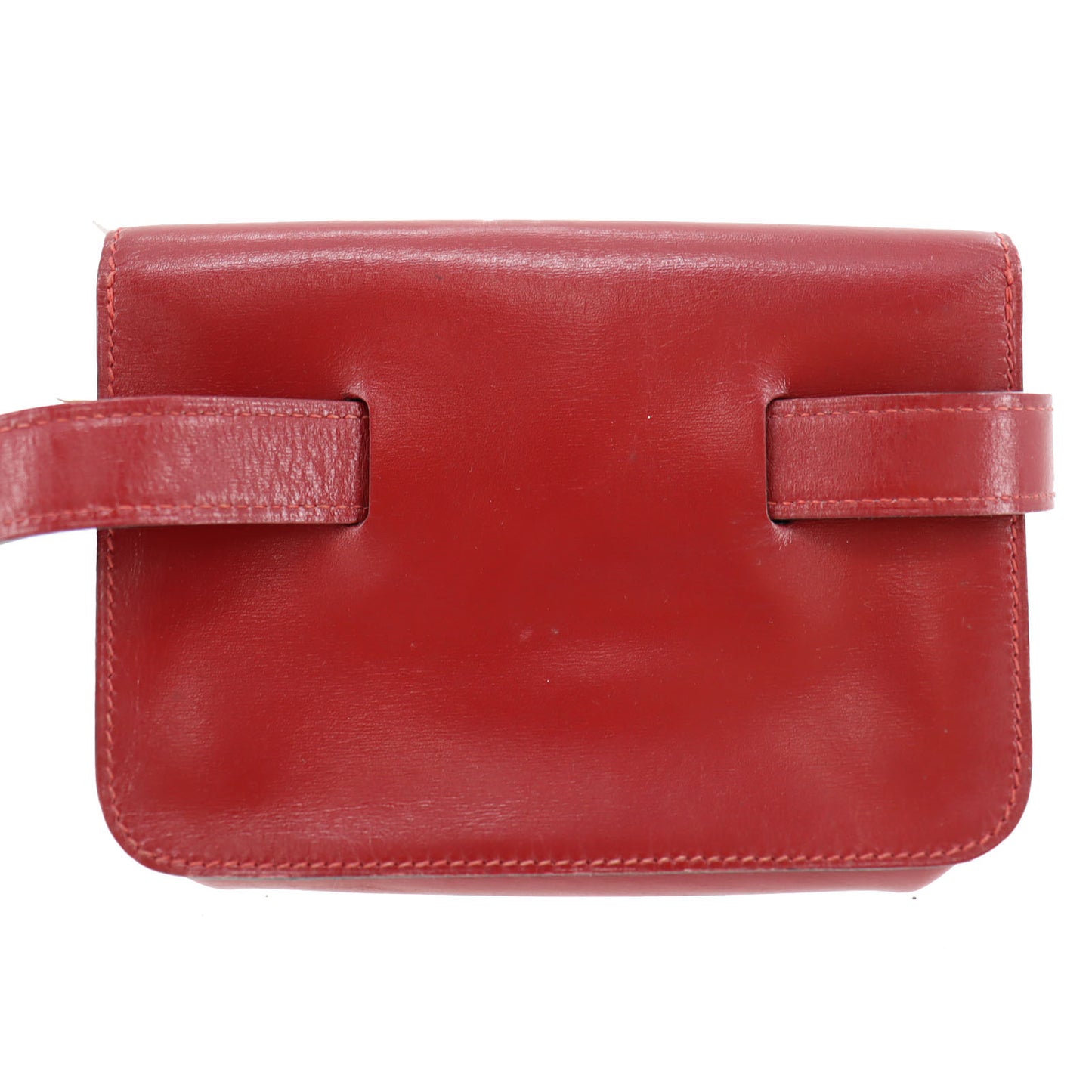 HERMES Waist Pouch Bag Red Leather #BP773