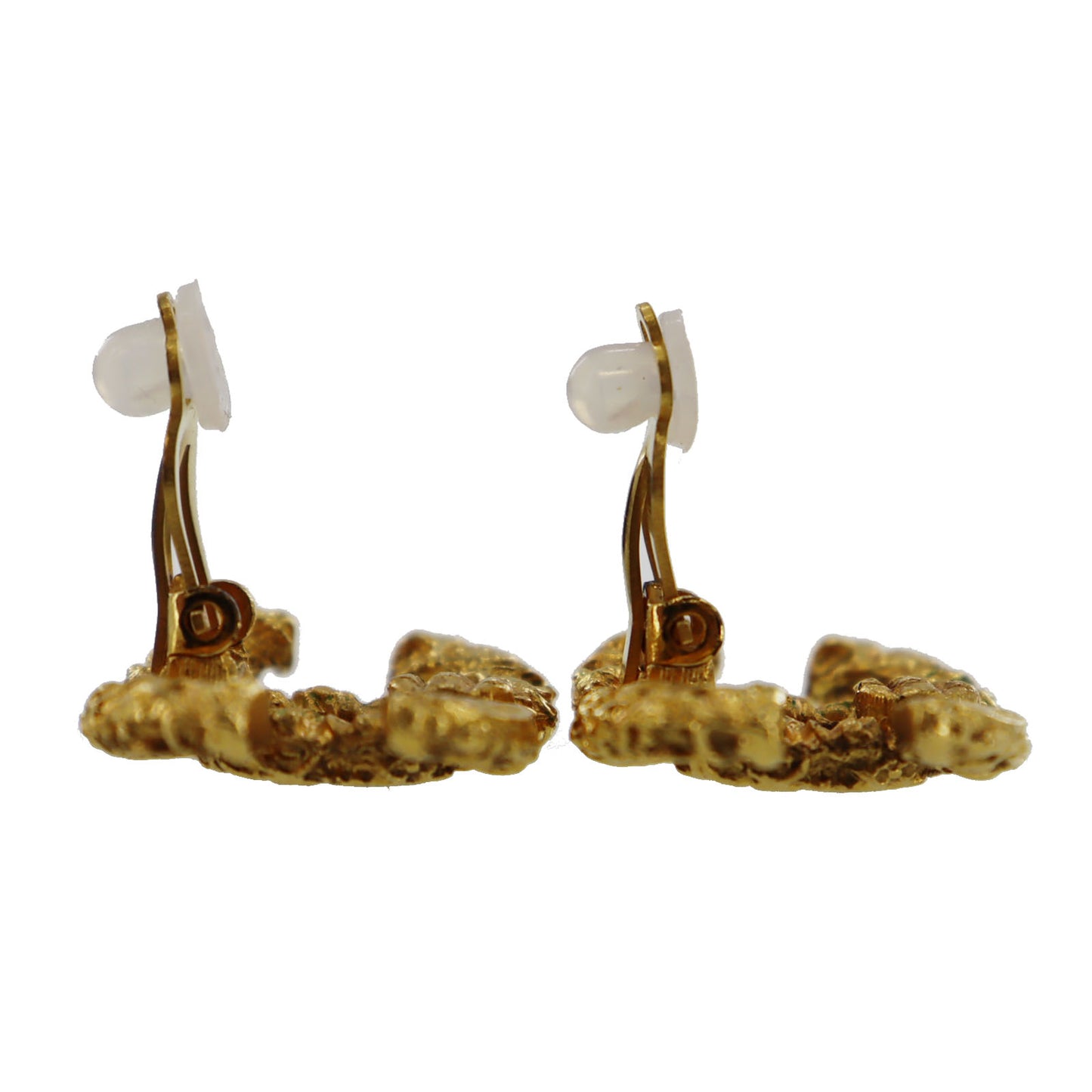 CHANEL CC Logos Earrings Gold Clip-On Vintage 03A #AG849