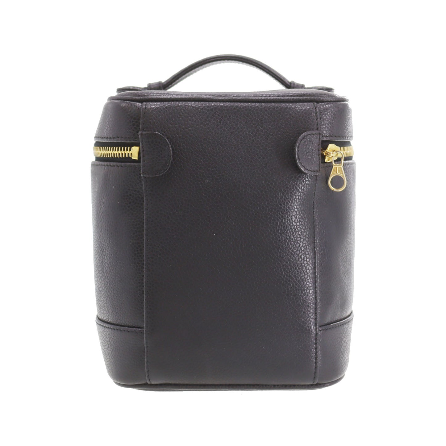 CHANEL CC Handbag Vanity Black Caviar Skin Leather #CP939
