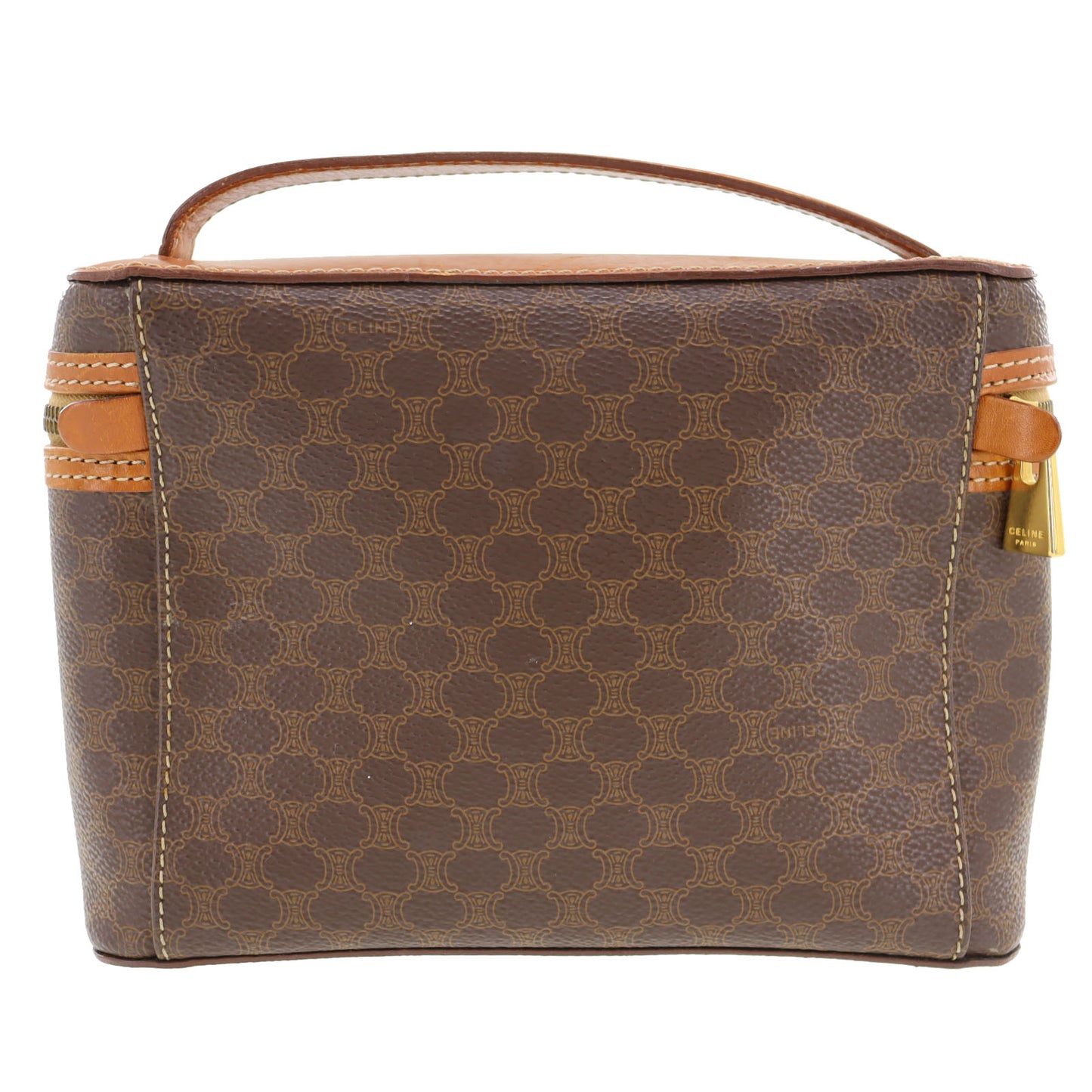CELINE Macadam Pattern HandBag Brown PVC Leather #AH75