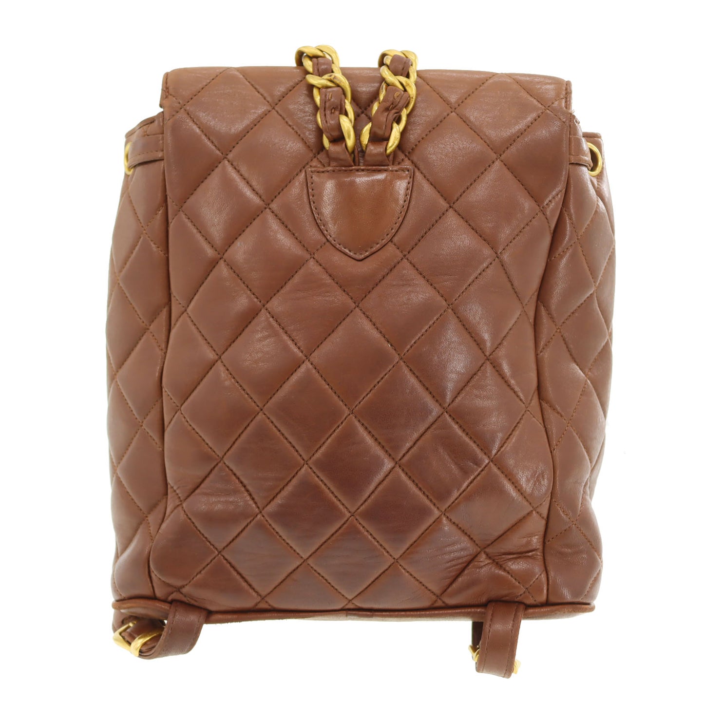 CHANEL Matelasse Chain Backpack Brown Lambskin #CG608