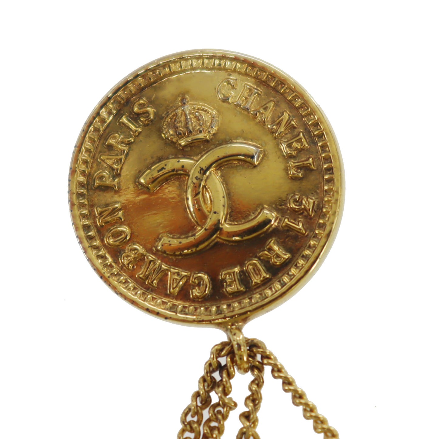 CHANEL CC Logo Used Matelasse Swing Pin Brooch Gold Plated 26 Vintage #BX144 S
