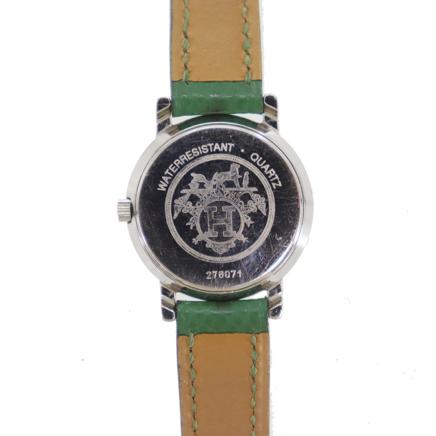 HERMES Ladies Watch Serie Green Silver 276071 #CX794