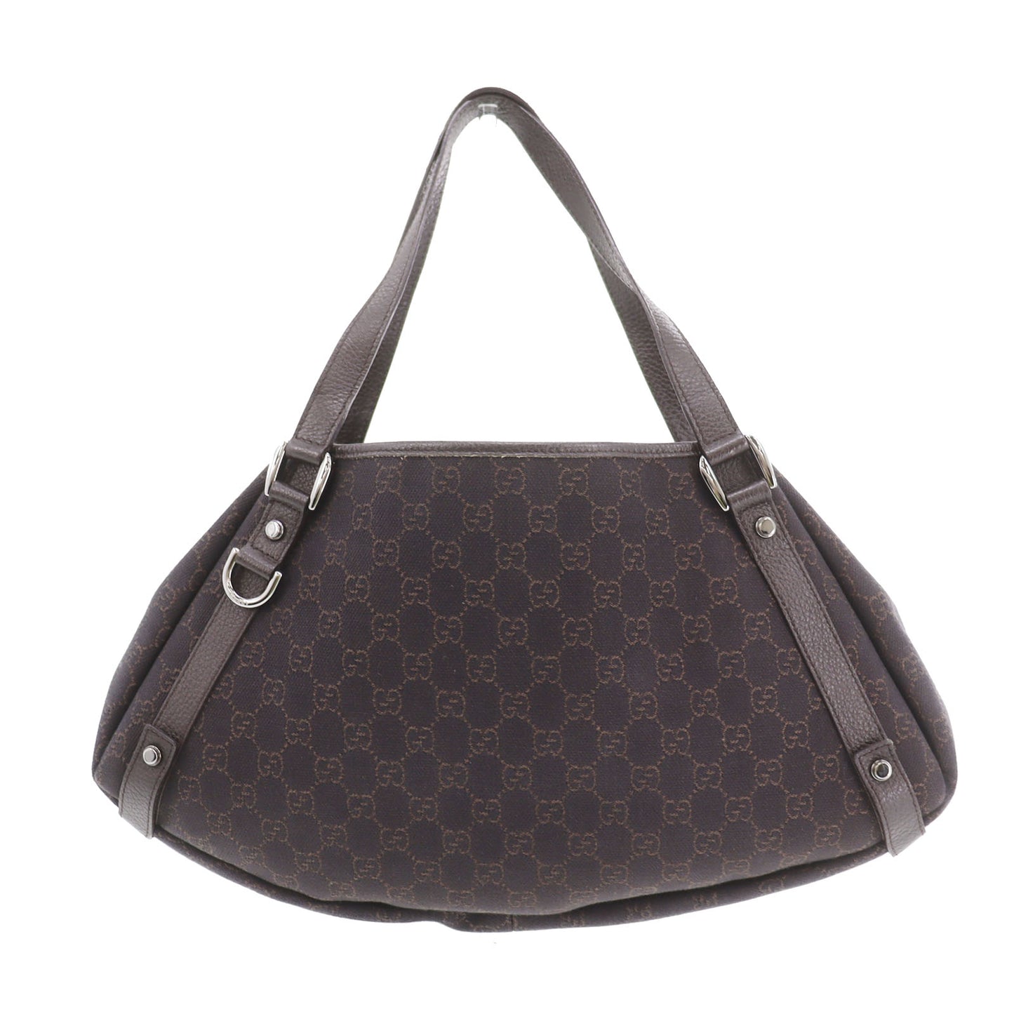 GUCCI Original GG Canvas Handbag Tote Dark Brown #AH621