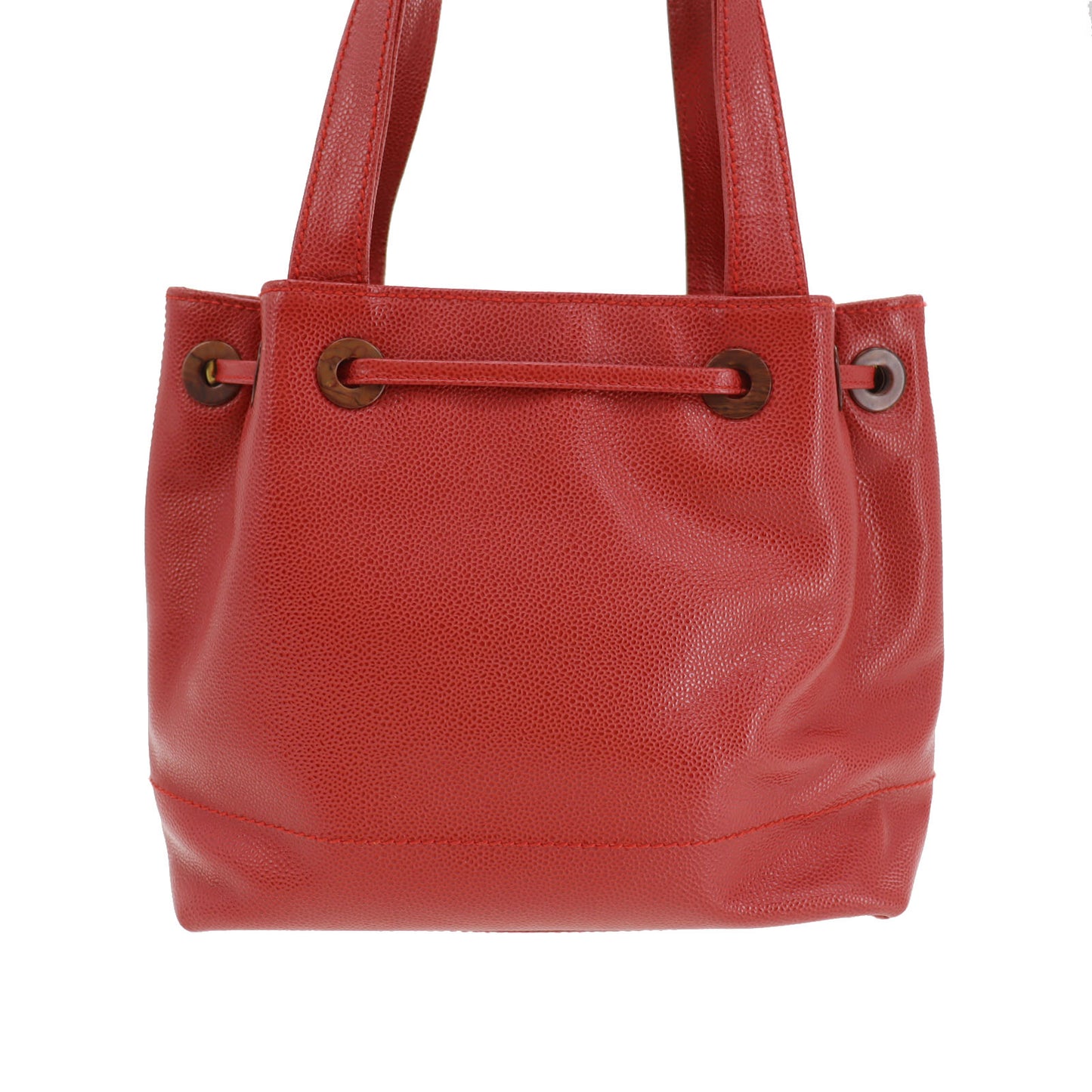 CHANEL CC Shoulder Handbag Red Caviar Skin Leather #CD264