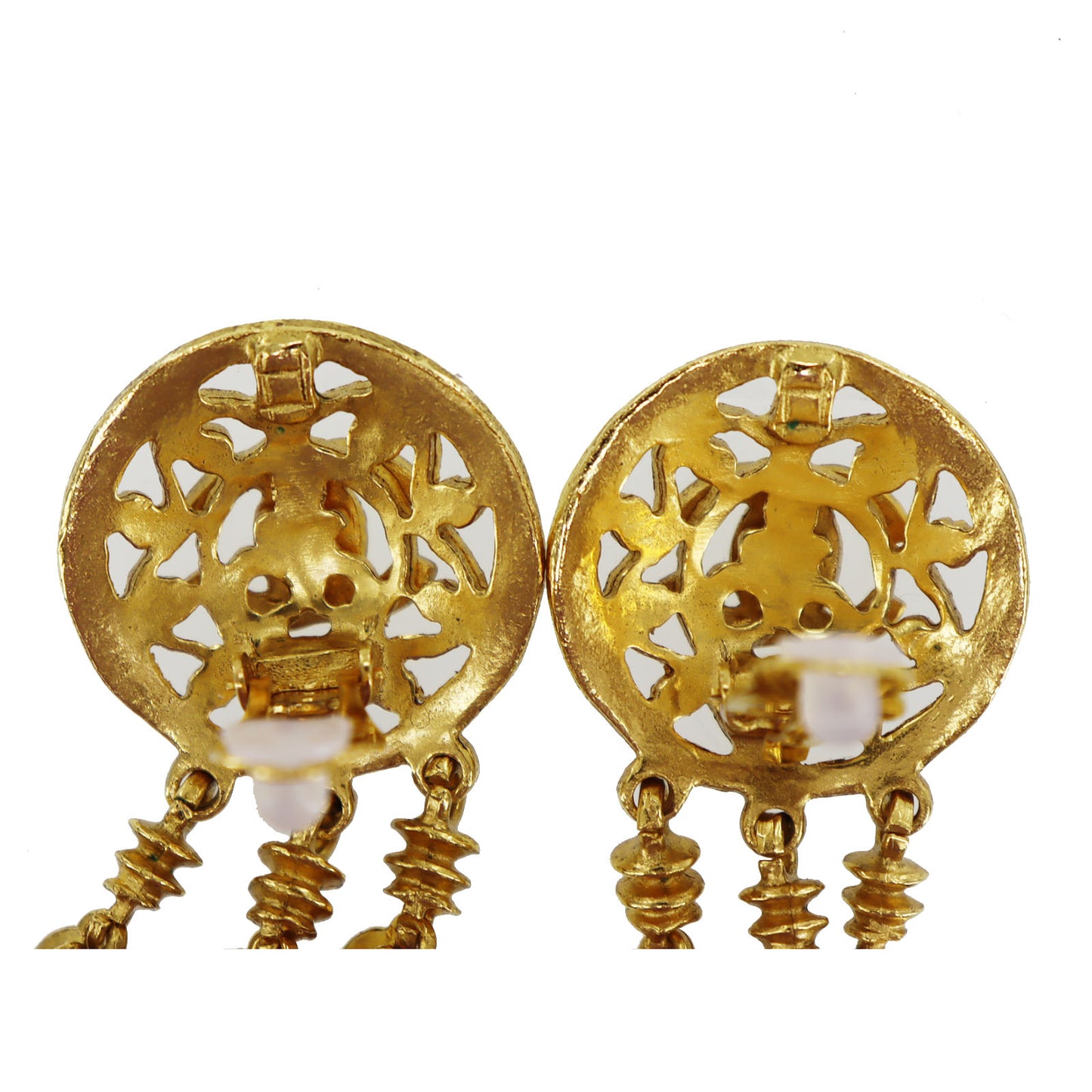 CHANEL CC Logos Circle Earrings Gold Clip-On 95 A #AH672