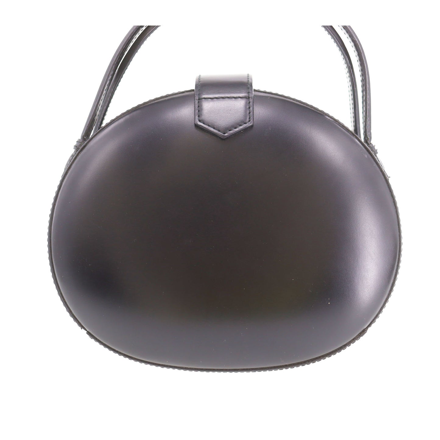 LOEWE Logos Round Handbag Black Leather #BU453