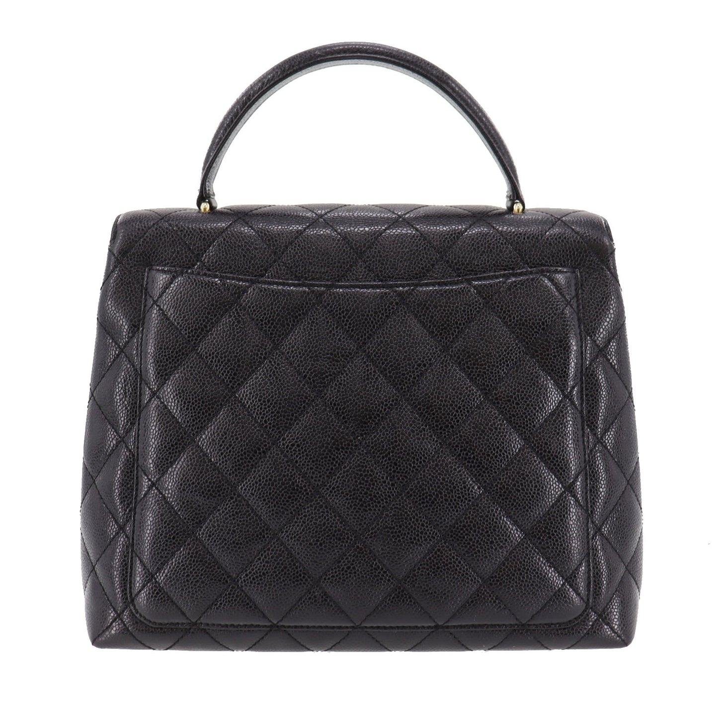 CHANEL CC Used Handbag Black Caviar Skin Leather #CE208