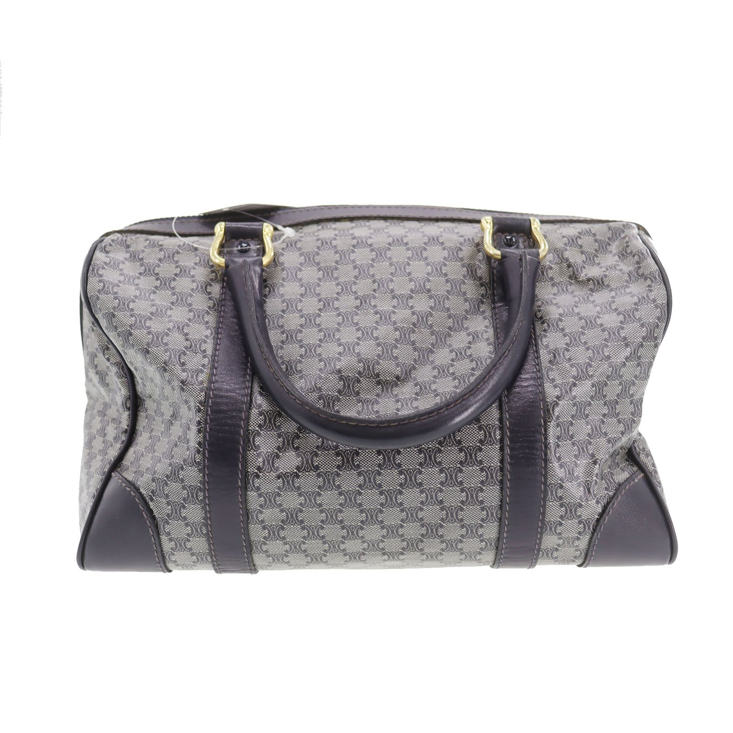 CELINE Macadam Pattern Boston Handbag Navy PVC Leather #AH231