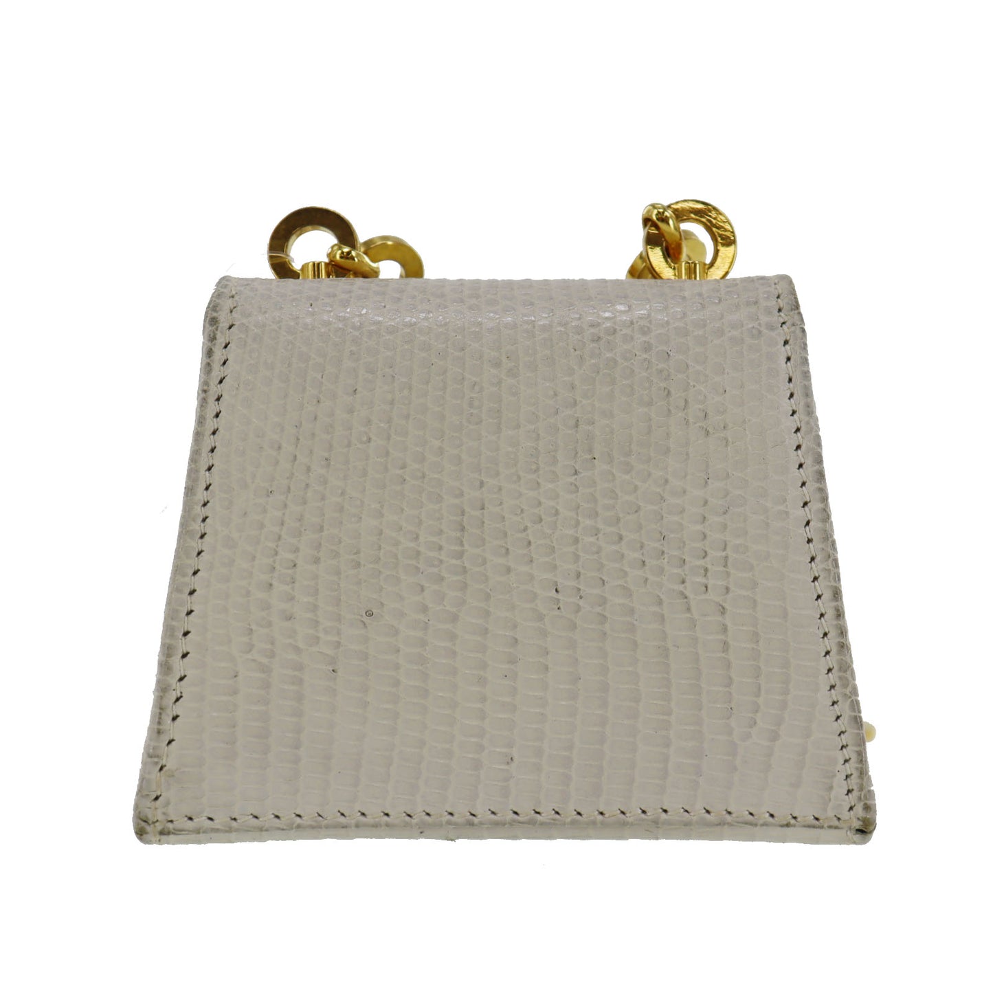 Salvatore Ferragamo Gancini Mini Shoulder Bag White Embossing Leather #AH663