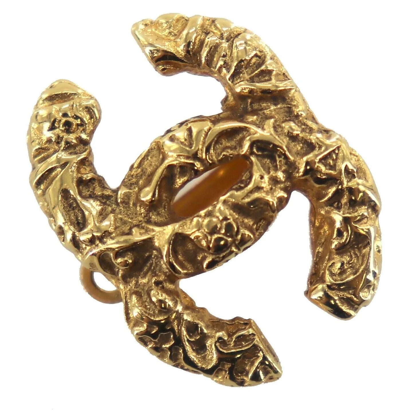 CHANEL CC Logos Earrings Gold Clip-On 95A #AE654