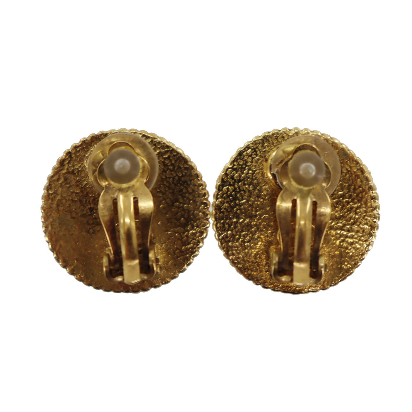 CHANEL CC Logos Circle Earrings 97 A Clip-On Gold #BR366