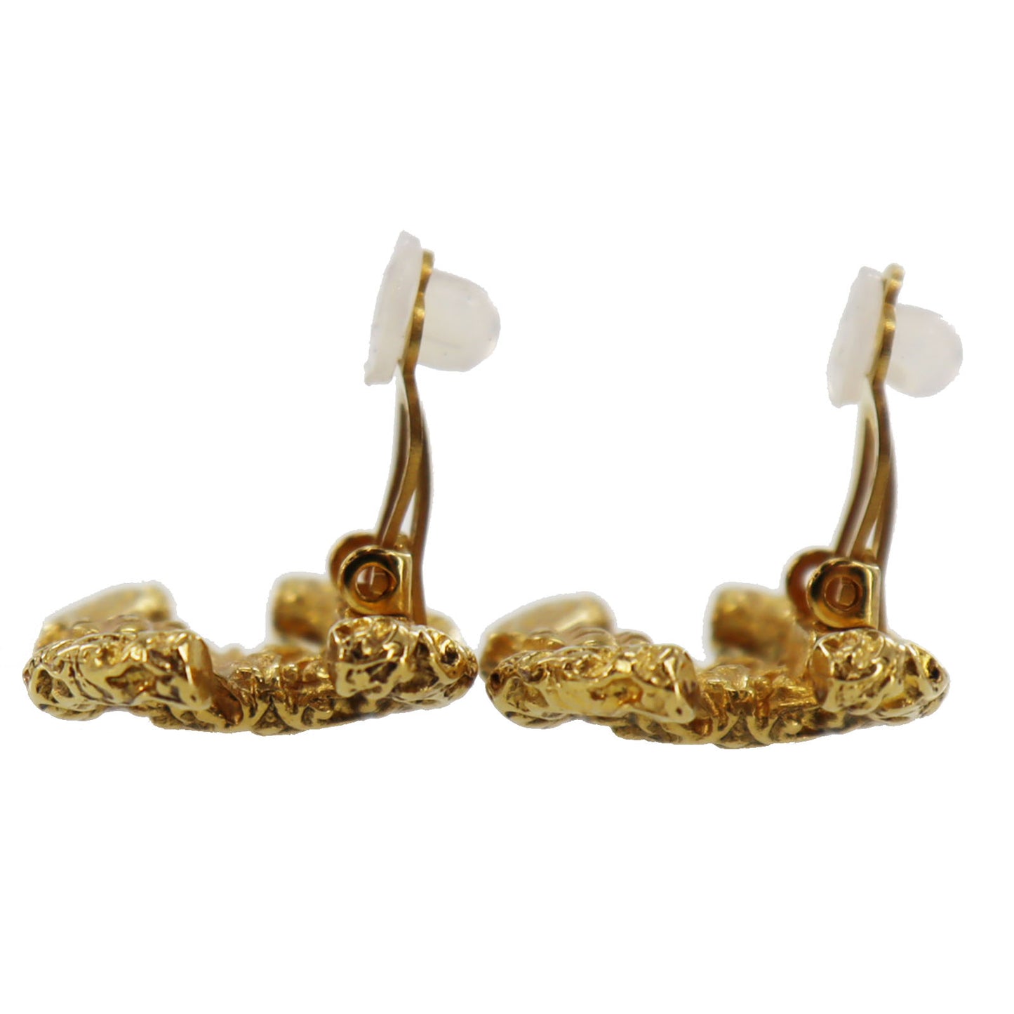 CHANEL CC Logos Earrings Gold Clip-On 03A #AG186
