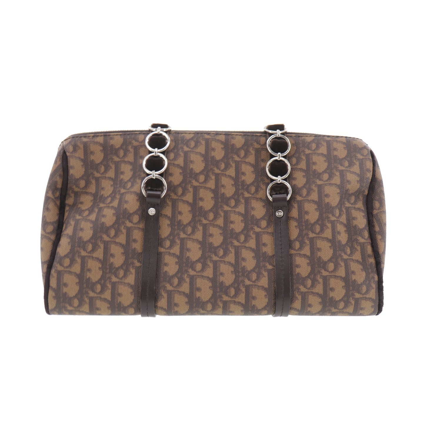Christian Dior Trotter Flower Handbag Brown PVC #EC853