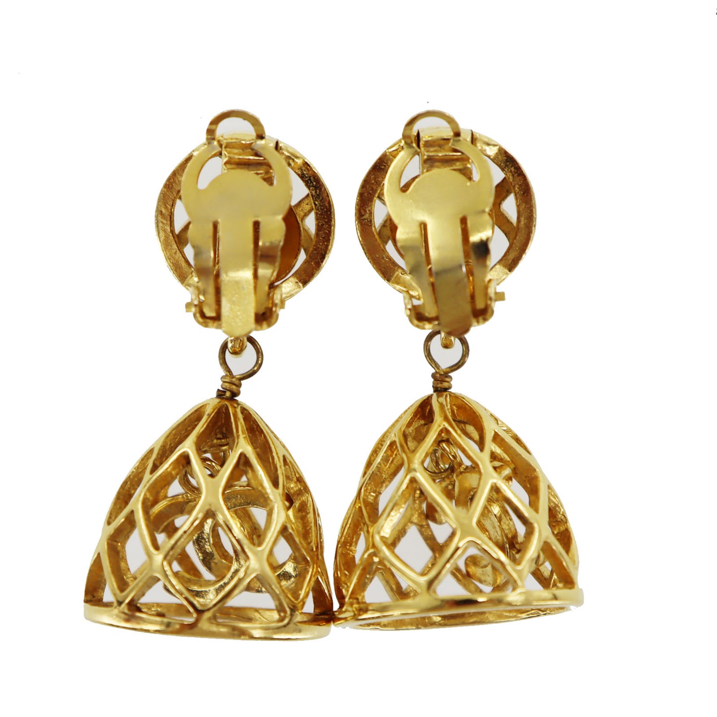CHANEL CC Logos Earrings Gold Clip-On #BT580
