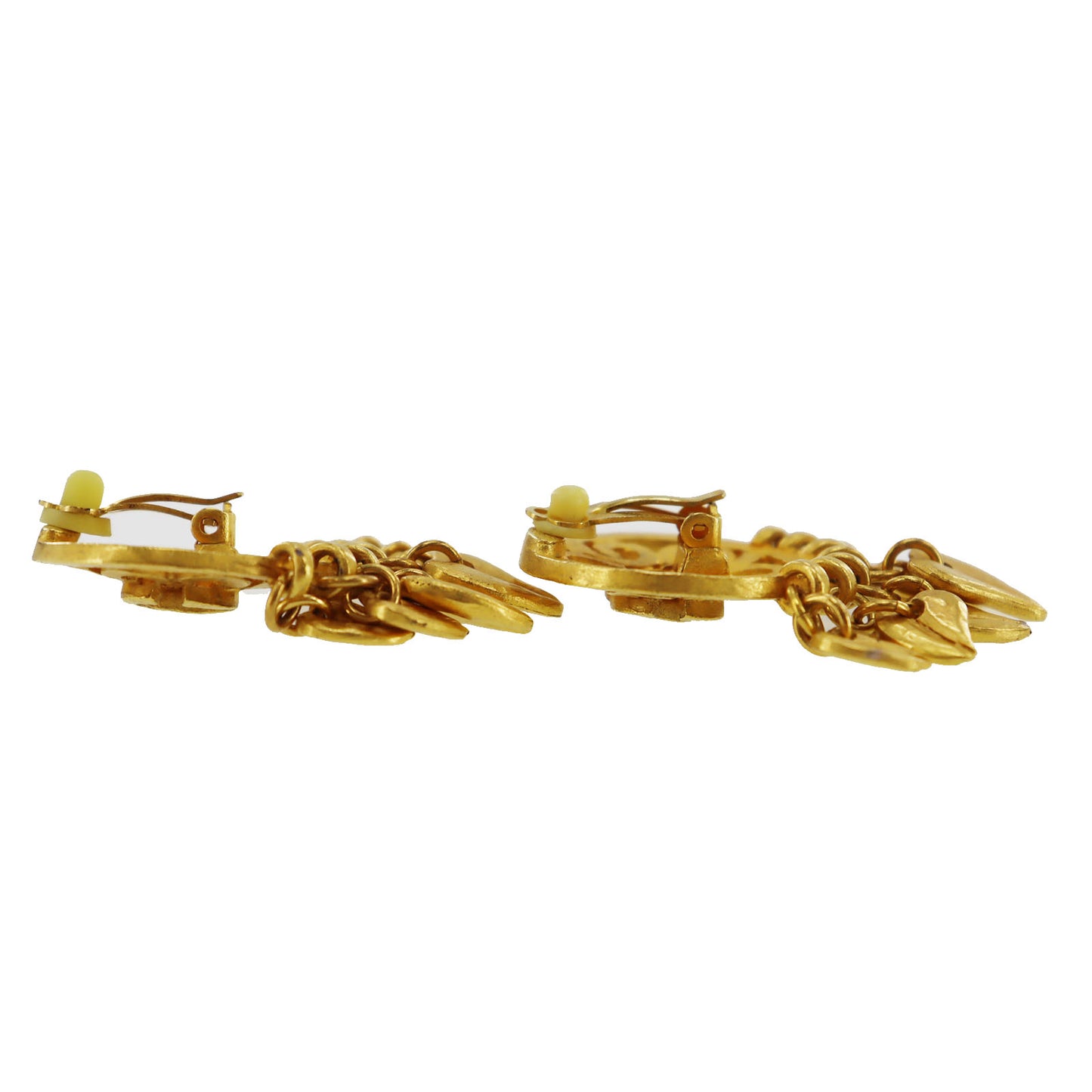 CHANEL CC Logos Earrings Gold Clip-On 95P #AH668
