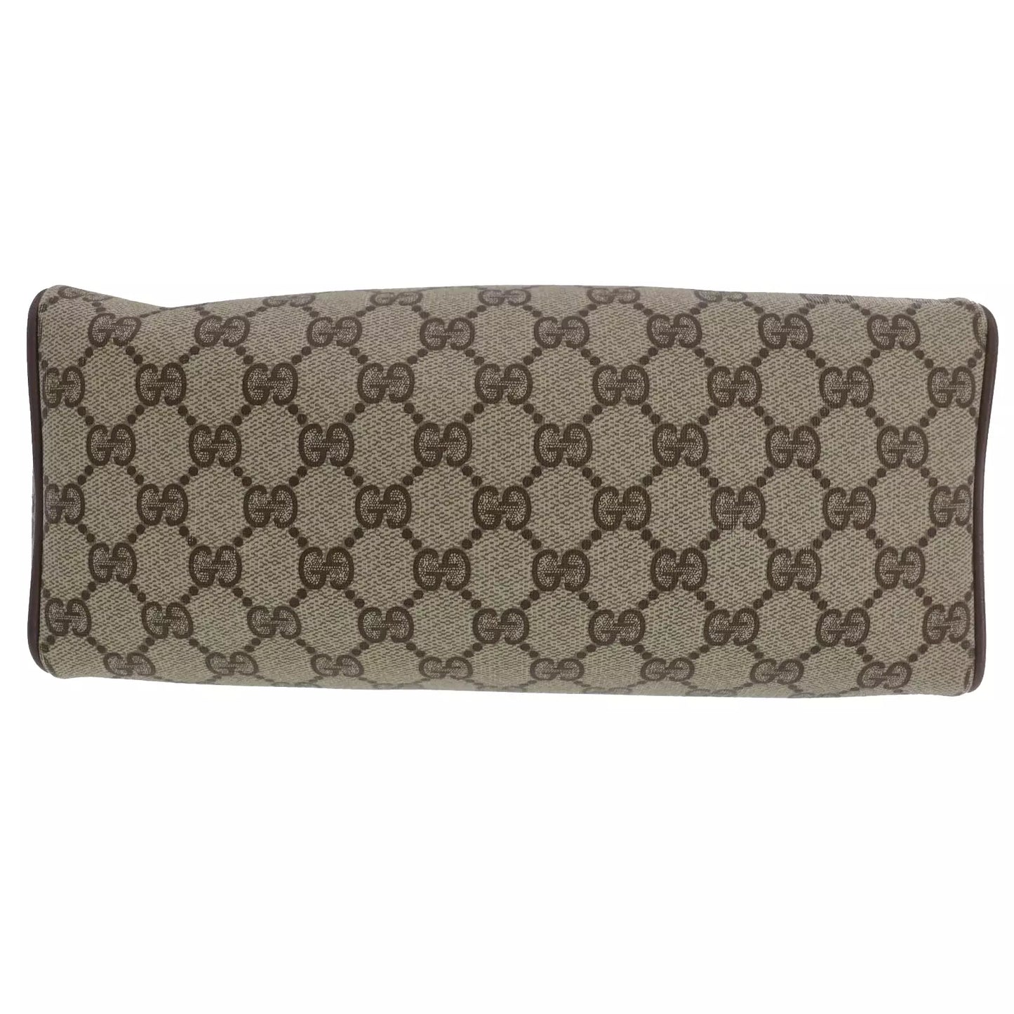 GUCCI GG Plus Web Stripe Handbag Brown PVC Leather Vintage #AG734