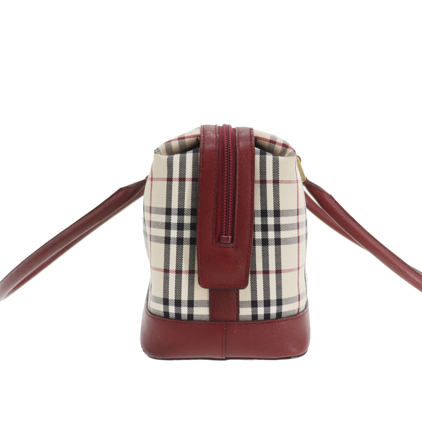 Burberry Nova Check Handbag Beige Bordeaux Canvas #ED518
