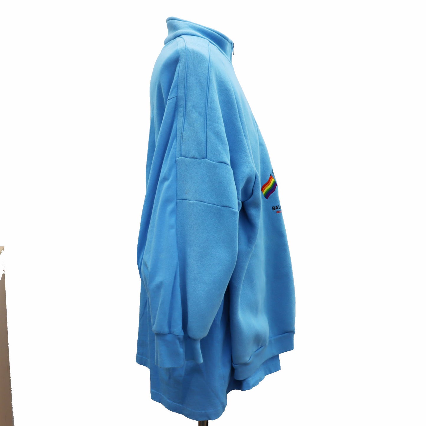 BALENCIAGA Flag Logo Long Sleeve Shirt Tops Light Blue #AH530