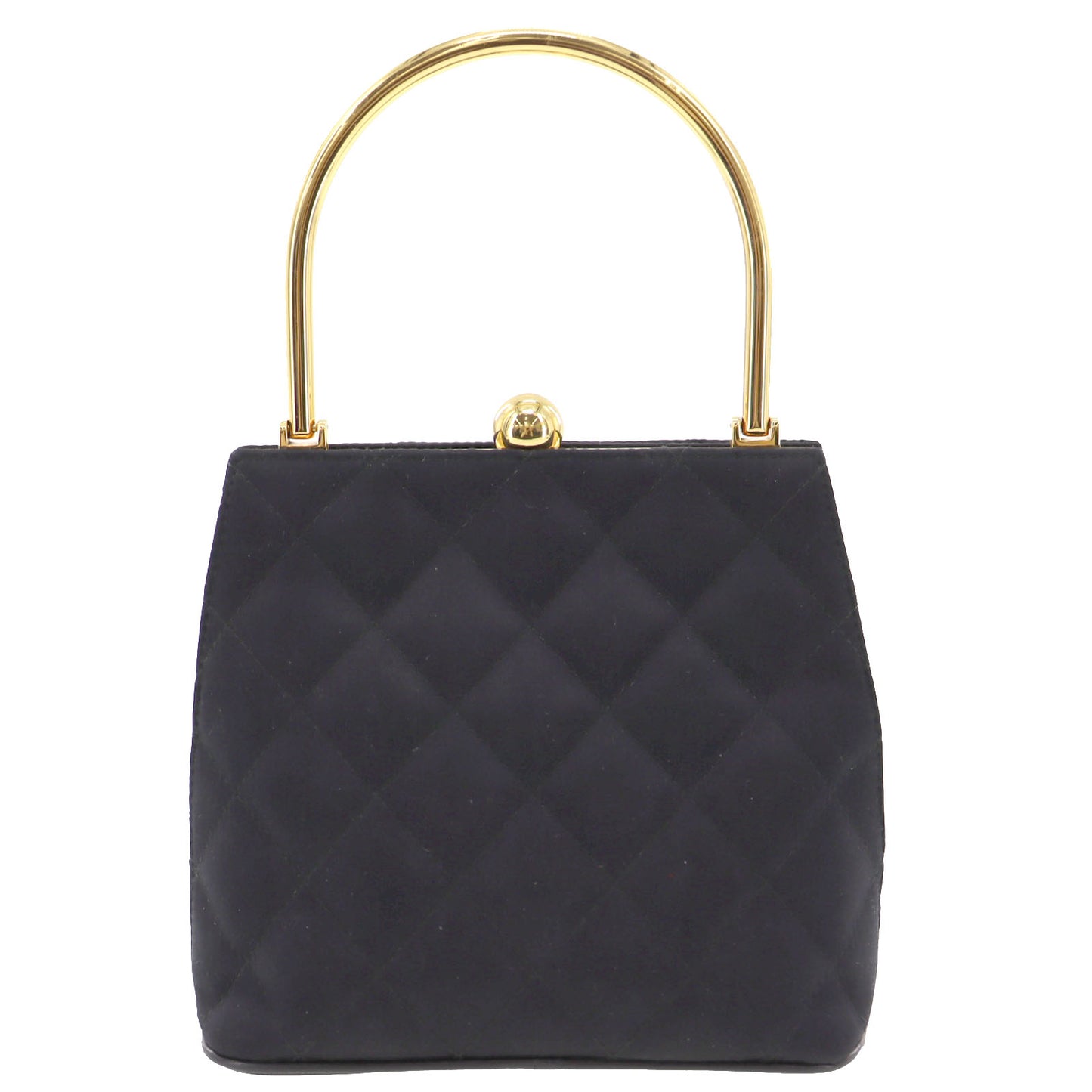 CHANEL Matelasse HandBag Black Satin #BK912