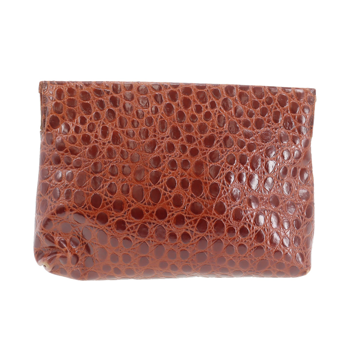 Salvatore Ferragamo 2way Clutch Shoulder Bag Brown Embossed Leather #AG164