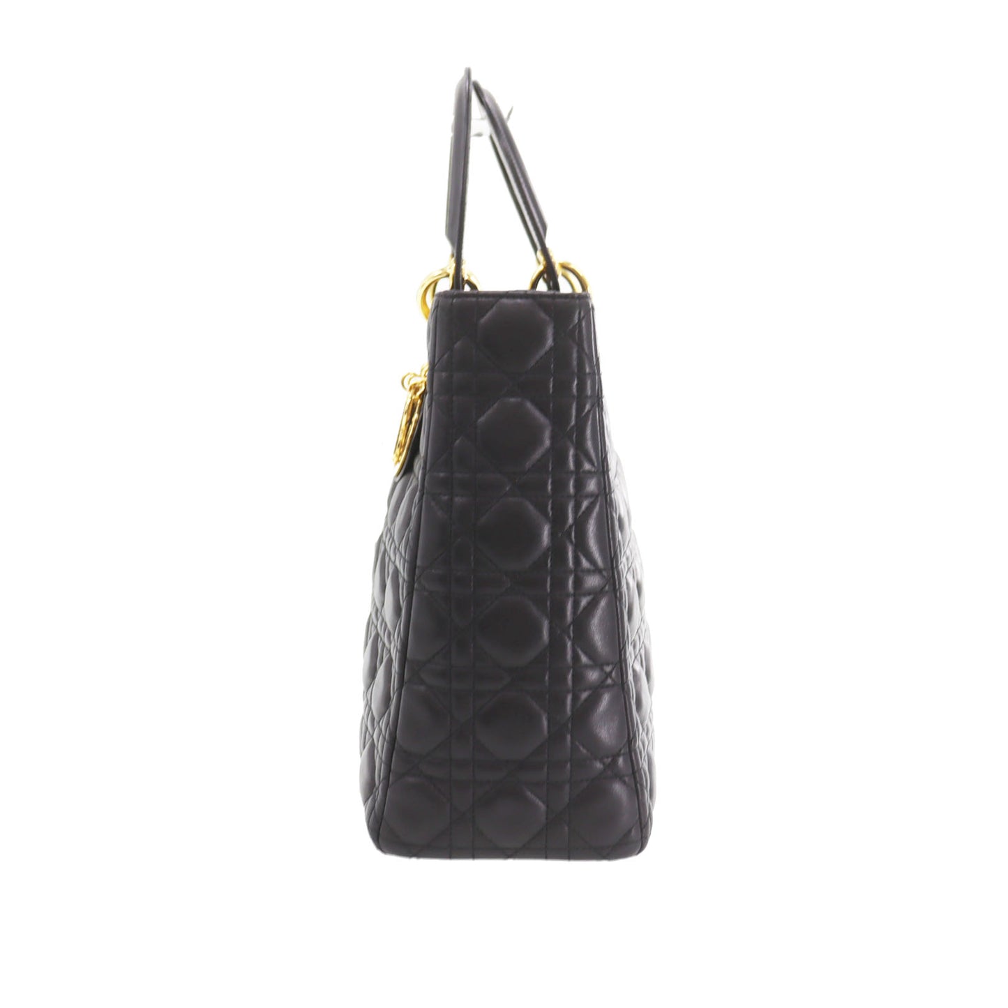 Christian Dior Lady Dior 2way Shoulder Handbag Black Leather #DA755
